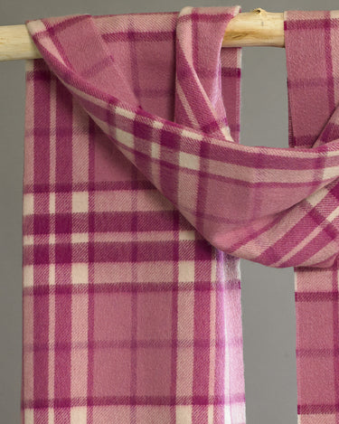 Pink Thomson Tartan Wide Cashmere Scarf